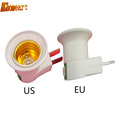HGhomeart PVC Fireproof Materials Us Eu To E27 Lamp Holders Eu E27 Socket Lamp Holder Switch
