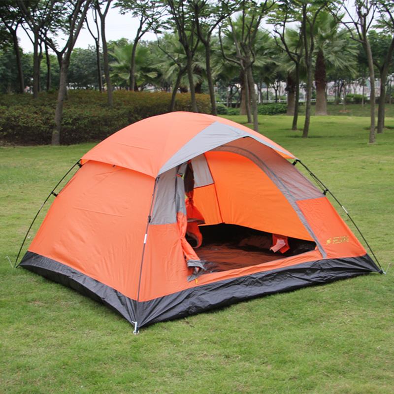 Double outdoor tent 3-4 people outdoor tent camping outing camping tent Double Multiplayer pole rain