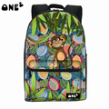 ONE2 Design university students women man teenager boys girls monkey animal green printing polyester school bag