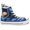 Wen Design Custom Hand Painted Shoes Blue Galaxy Tardis Doctor Who Man Woman s High Top