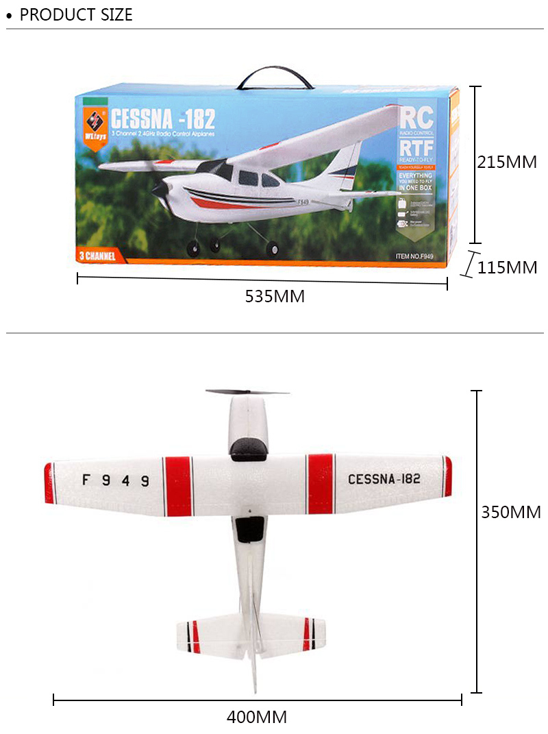 F949-3CH-RC Airplane-Aircraft Quadcopter-RC Toys-size