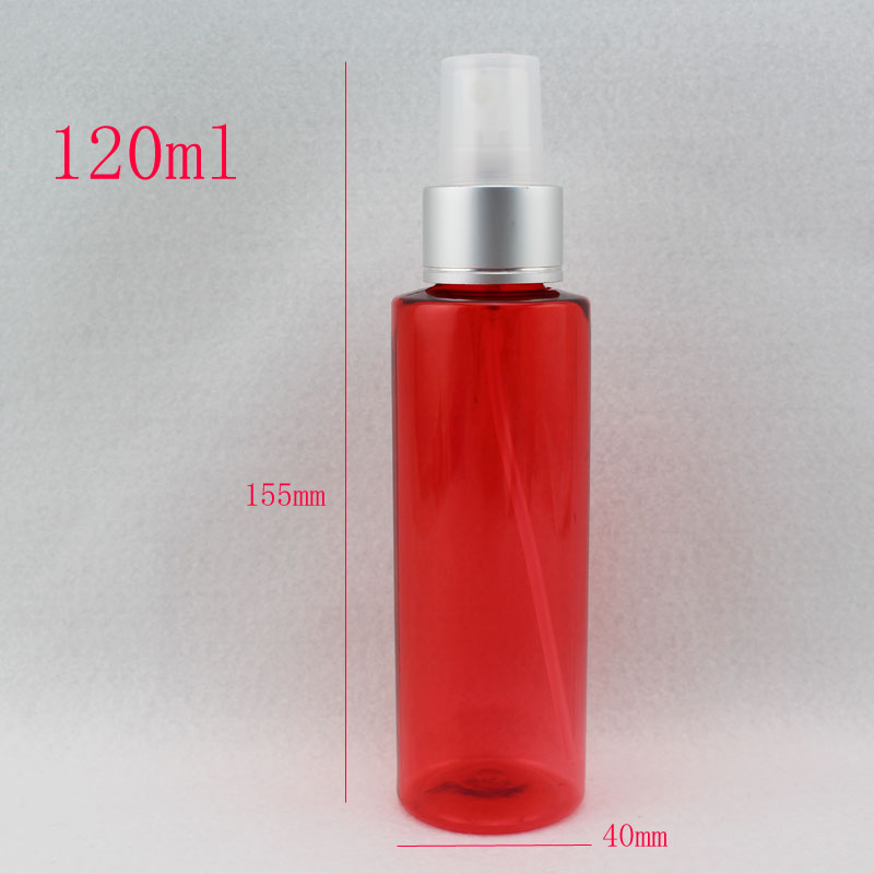 120ml X 40 red DIY plastic spray bottle 120cc aluminum spray nozzle fine mist pump cosmetic bottles containers, water bottle