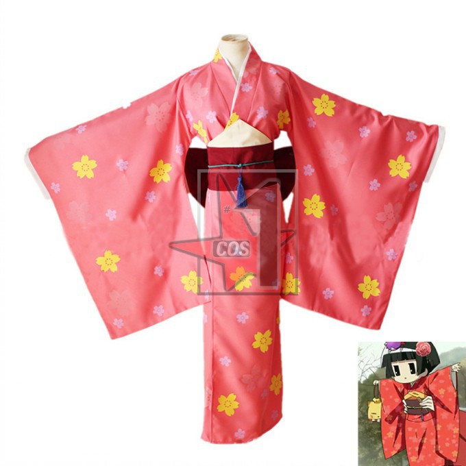 Japanese Popular Kimono cosplay clothing set for women Lovely Anime Kokkuri-san long dress for Halloween costumes CN0596