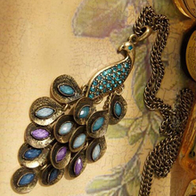 2015 New Antiqued Peacock Multi Sequin Long Necklace Statement Jewelry For Women Best Gift