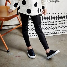 2015 New Girls Spring Summer Leather Leggings Childrens Cotton Leggings Kids High Quality Casual Pants Fashion