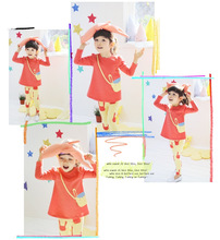 2016 autumn small cat girls clothing baby child long sleeve T shirt legging set kids suits