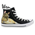 Wen Original Hand Painted Shoes Design Custom Lying Cat Pet Men Women s Sneakers High Top