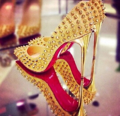 Popular Red Bottom Shoes Gold Studded-Buy Cheap Red Bottom Shoes ...