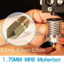 Free shipping 5pcs/lot 3D Printer Copper Nozzle Mixed Sizes 0.2mm/0.3mm/0.4mm Extruder Print Head For 1.75MM MK8 Makerbot Hot