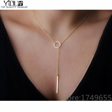 2015 Fashion Chic Y Shaped Bar Circle Lariat Style Luxury Charm Plating Gold necklace Infinity Pendant Necklace jewelry women