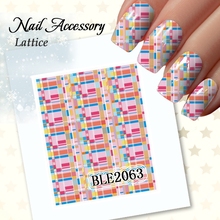 1 Pcs Colorful Grid Water Transfer 3D Nails Sticker Decals 11 Design Beauty Stickers For Nail