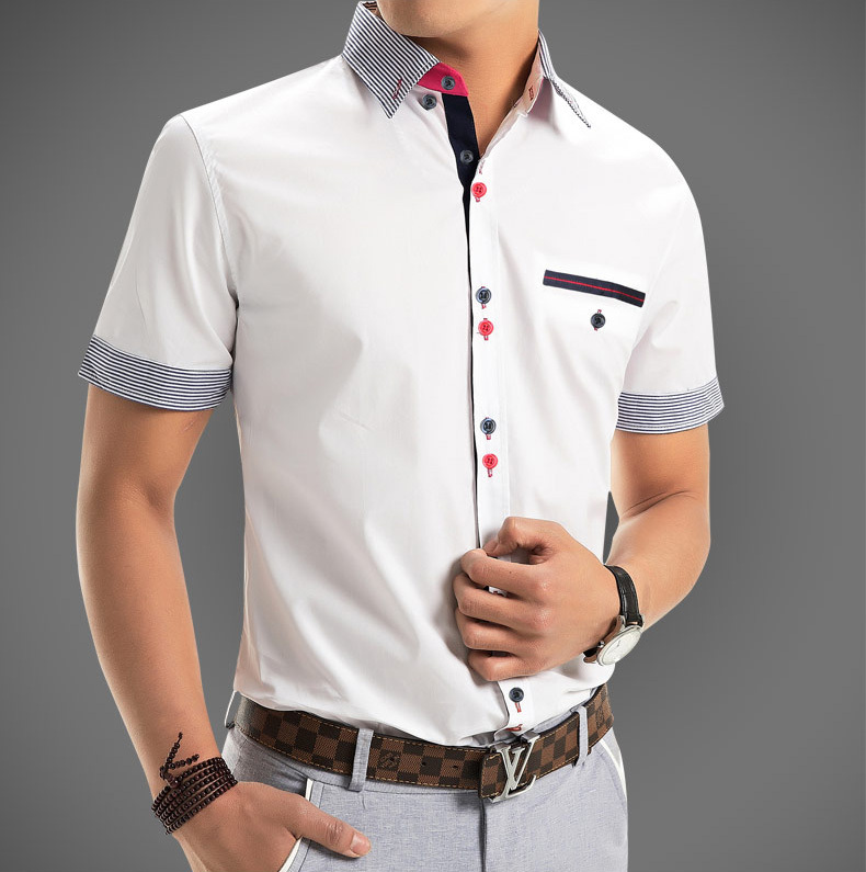 2015 New Mens Shirts Fashion Men s Dress Shirts Men Casual Slim Fit Stylish Short Sleeve