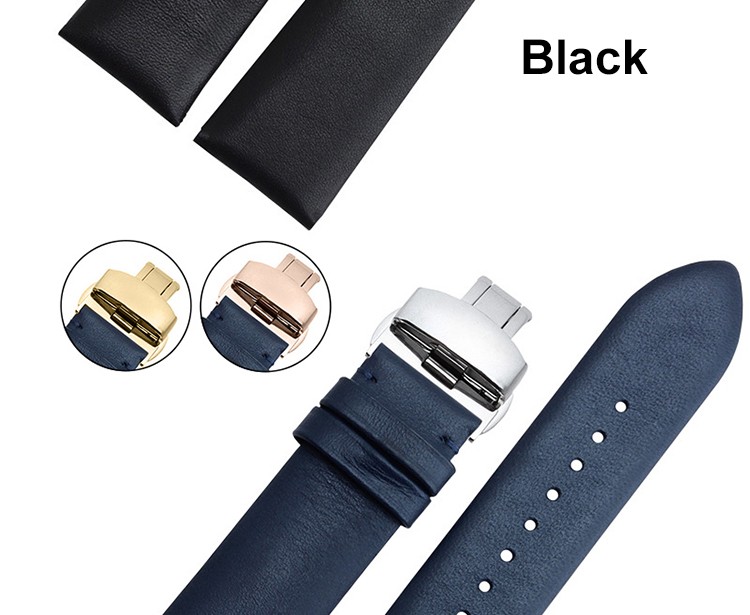 Smooth Genuine Calf Leather Watchband Butterfly Buckle High Quality Genuine Leather Watch Straps 20mm 22mm 