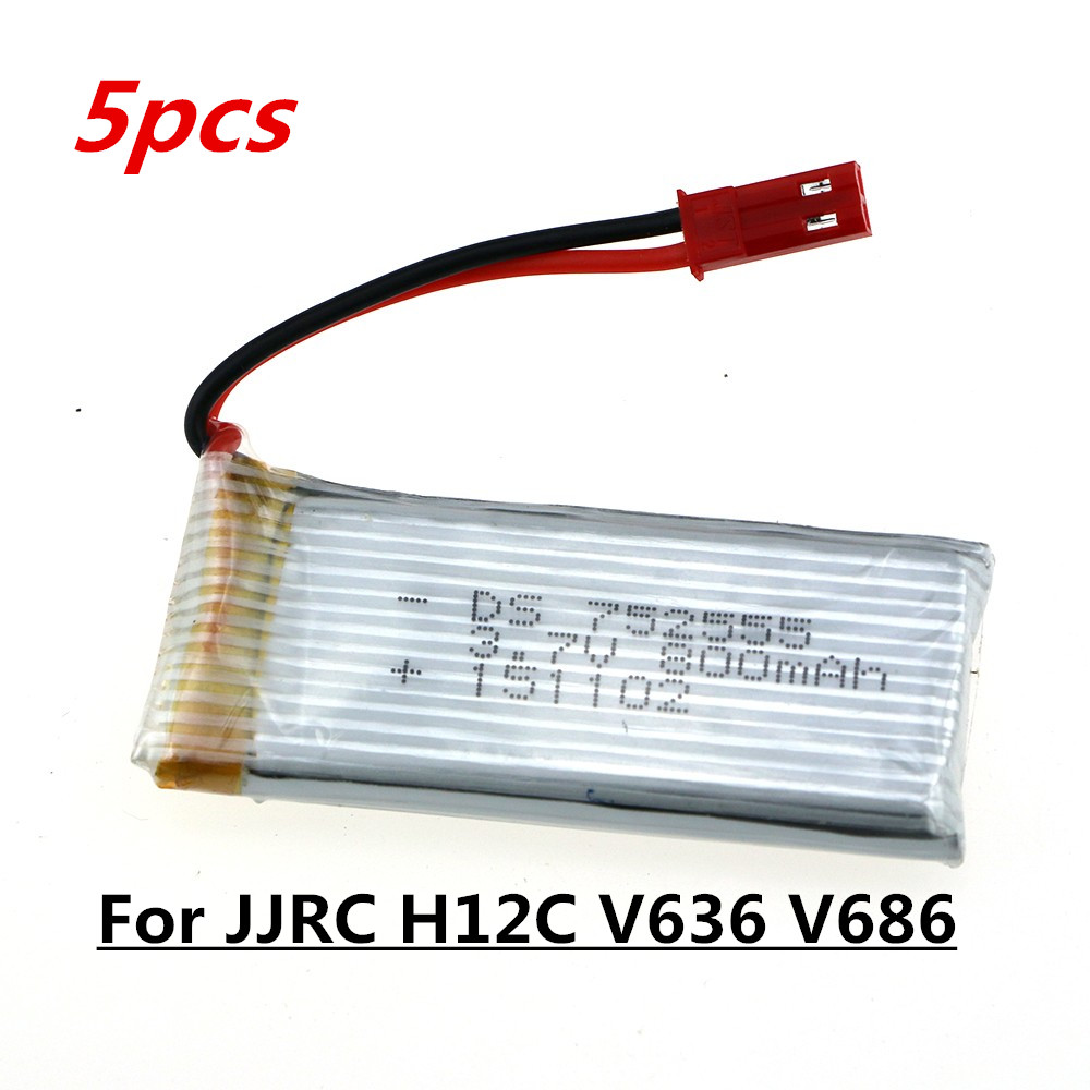 5pcs 3 7V 800mah battery For JJRC H12C H12 V636 V686 V686G V686J V686K JXD 509G