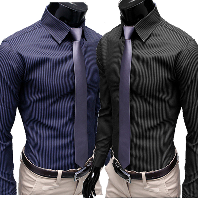 2015 new winter men\'s fashion business stripes cam...