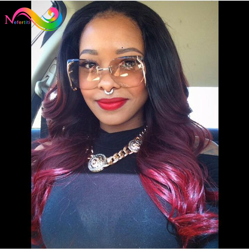 Burgundy Brazilian Hair With Closure Body Wave 3Pcs Queen Hair Brazilian Body Wave With Closure 7A Ombre Human Hair With Closure