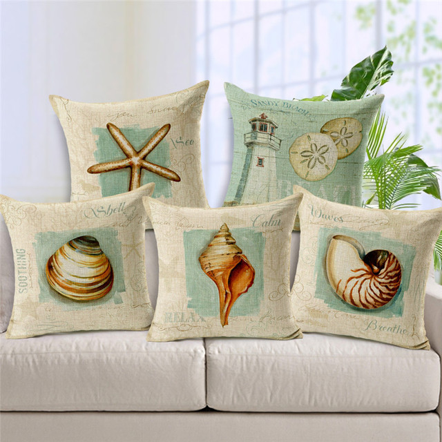 45 x 45 см хлопок лен площадь DecorativeThrow подушка чехол старинные чехлы творческий морская жизнь наволочка диван чехлы