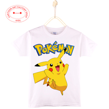 2016 Hot Sale Children Summer Pokemon T-Shirt Kids White Blue Pink Tops Cotton O-Neck Game Boy Color Shirt Girls Free Shipping