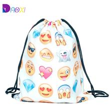 Top Quality 2015 womens daypacks printing backpack for travel mochila feminina harajuku drawstring bag mens backpacks emoji hear