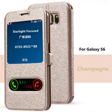 Luxury S6 Silk Pattern Flip Cover Case For Samsung Galaxy S6 S 6 PU Leather Phone
