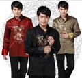 Shanghai Story New Sale Long Sleeve Chinese Traditional Gold dragon embroidery clothing Tang Suit mandarin collar