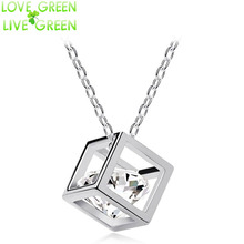 Free Shipping HotSelling New arrival Factory  Wholesales cube  Crystal Pendant  Long  Necklace chain fashion jewelry No.4538