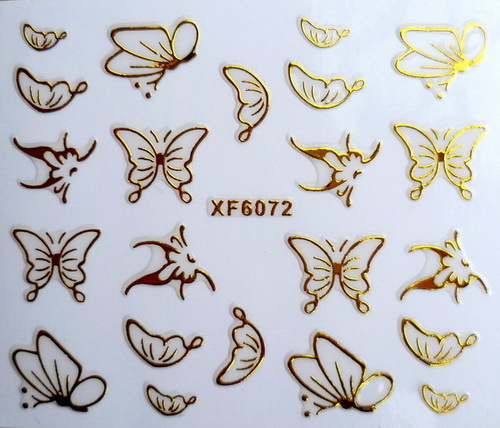 Free shipping DIY 1 Sheet golden funny butterfly shape 3D Design Tip Nail Art Nail Sticker