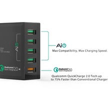  Qualcomm Certified Aukey Quick Charge 2 0 54W 5 Ports USB Desktop Charging Station Wall
