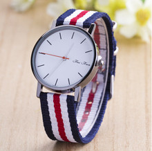 2015 Casual Colorful Striped Strap Geneva Quartz Women Men Watches New Brand Sport Wristwatch Fashion Women Canvas Nylon Watch