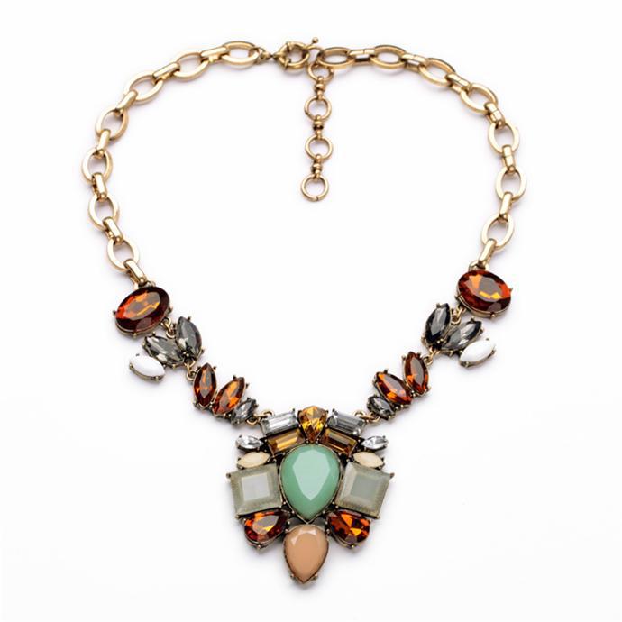 Free shipping Personalized multi stone necklace Fashion woman jewlery necklace gold jewelry