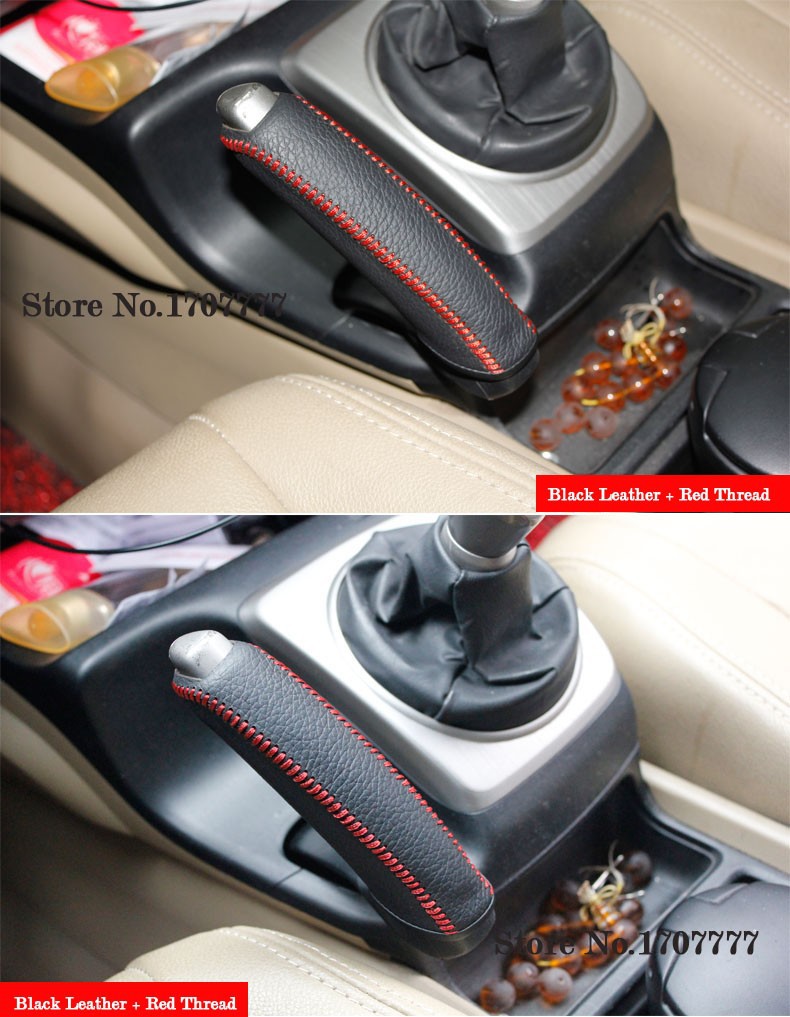 Black Genuine Leather Hand-stitched Handbrake Cover for Honda Civic Old Civic 2004-2011