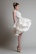 Hot Sale Cheap White Ivory Appliques Organza Puffy Skirt Short Wedding Dresses Bridal Gowns Knee Length