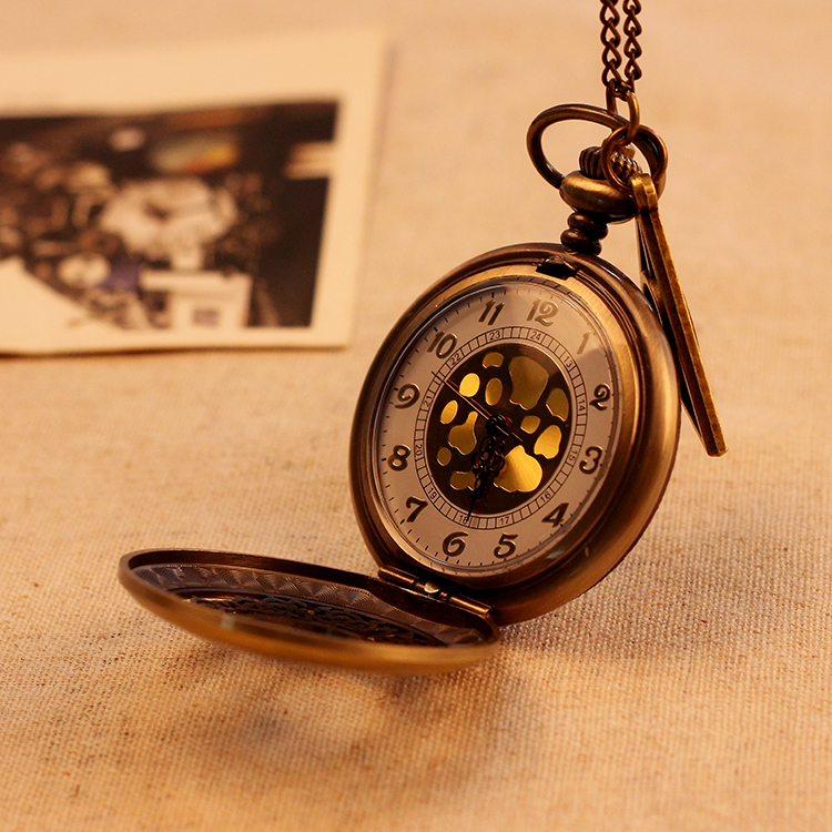 Lovers Gift Big Size Hollow out Case Vintage Antique Pocket Watches 78cm Chain Necklace Pendant Watch