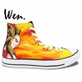 Wen Anime Hand Painted Sneakers Design Custom Dragon Ball Men Women s Orange High Top Canvas