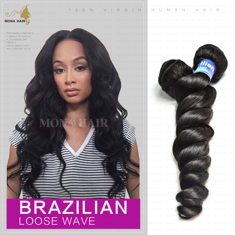 cheap brazilian hair free shipping 4 pcs queen brazilian loose wave hair natural color 12-32inch, shedding & tangle free