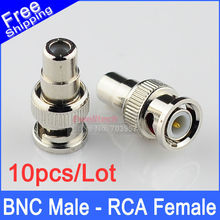 10pcs BNC Male to RCA Female Coax Cable Connector Adapter F/M Coupler for CCTV Camera