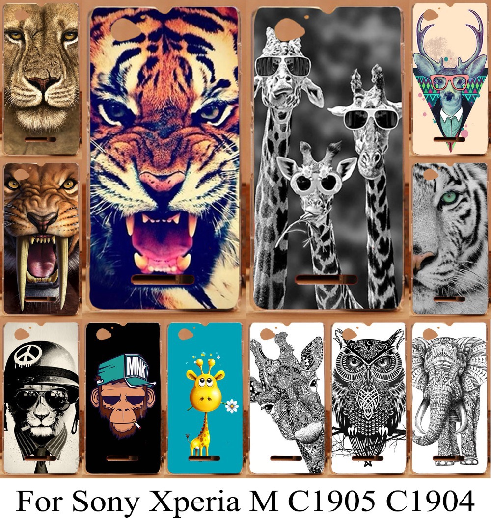 For Sony Xperia M C1905 C1904 C2004 C2005 cool animal pattern painting case skin shell freeshipping