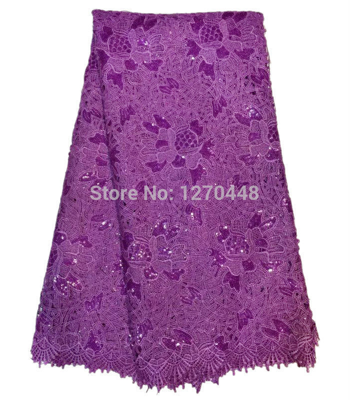 High quality guipure Lace /Sequins cord lace/water soluble african lace fabric with sequins 3SR10-7