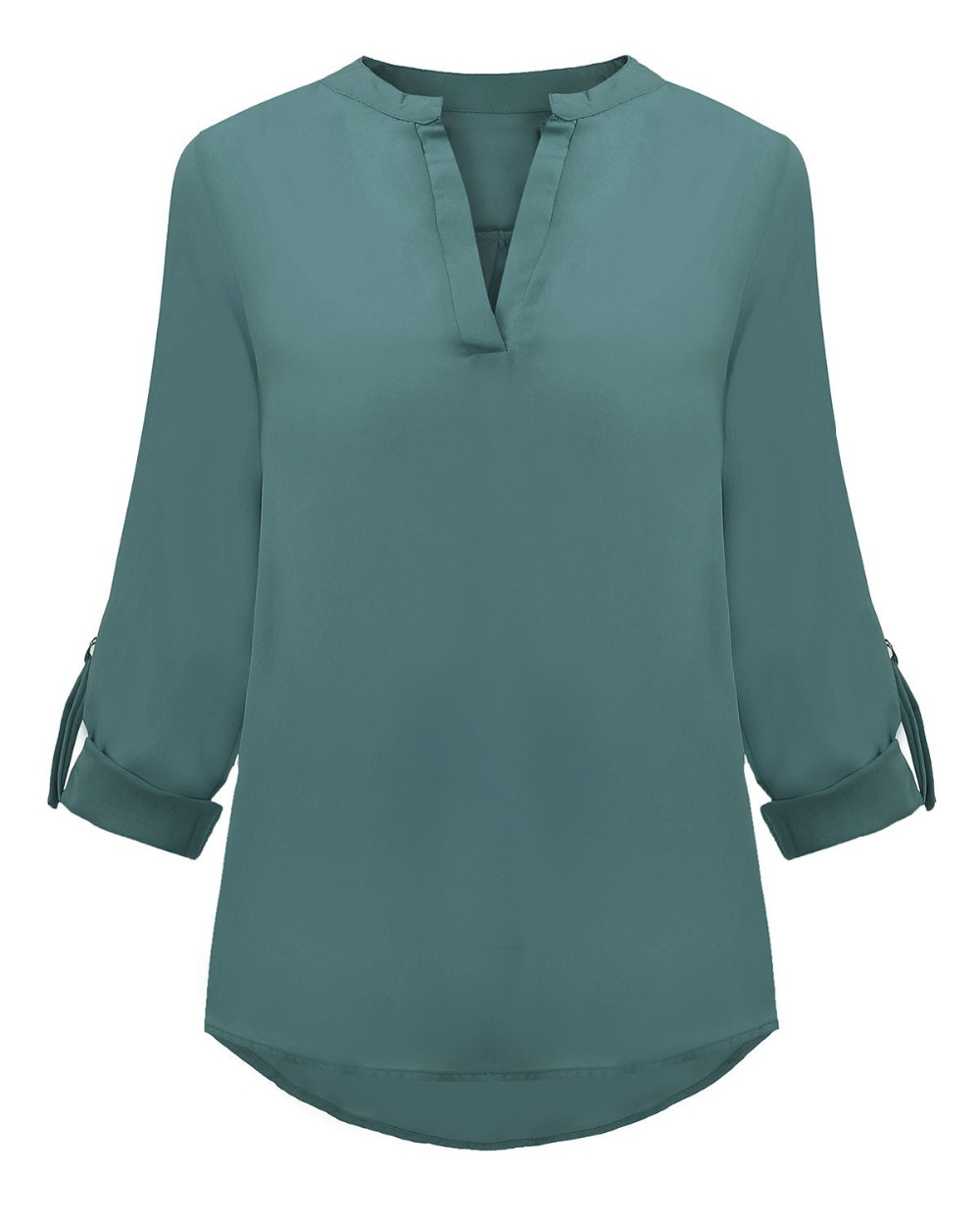 Zanzea 2018 Spring Women V Neck Chiffon Blouse Tops Fashion OL Style Fold Long Sleeve Casual Gray Blouses Plus Size Blusas Shirt aeProduct.getSubject()
