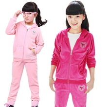 2015 new autumn summer children clothing sets baby girl velet sports suit kids twinset sportswear hoodies