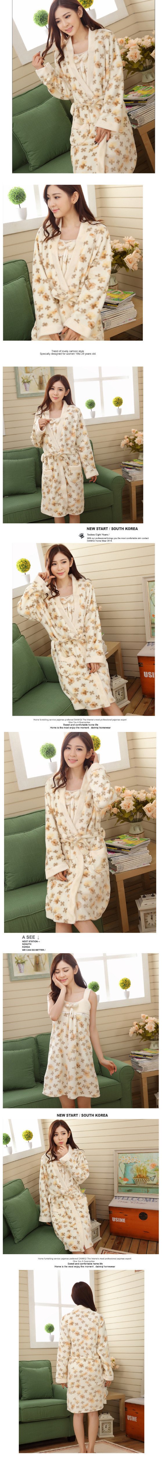 The New 2015 Cute Flannel Flowers Suspenders Womne Casual Homewear Pajamas Sleepwear_2