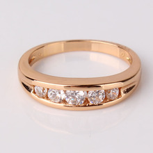 Fashion Rings for Women 2015 18K Gold Plated Finger Ring Round Cut White Crystal CZ Band