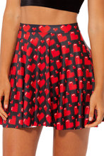 Hot Sell Red Love Pattern Pleated Short Skirt Women’s Fashion 2016 High Waist Pleated Spring Summer Mini Skirt For Girls