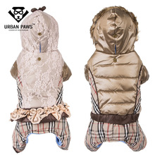 URBAN PAWS 2016 New Designer Tartan and Lace Dogs Winter Jumpsuit Autumn Puppy Down Parkar Cat Coat Costume Overall for Pets