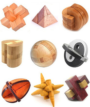 9 unids/lote Classic IQ mente de madera 3D enclavamiento Burr rompecabezas juego para adultos y niños