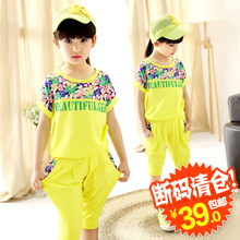 Children’s clothing female child set 2016 girl short-sleeve twinset sports child female big boy summer 3 – 15