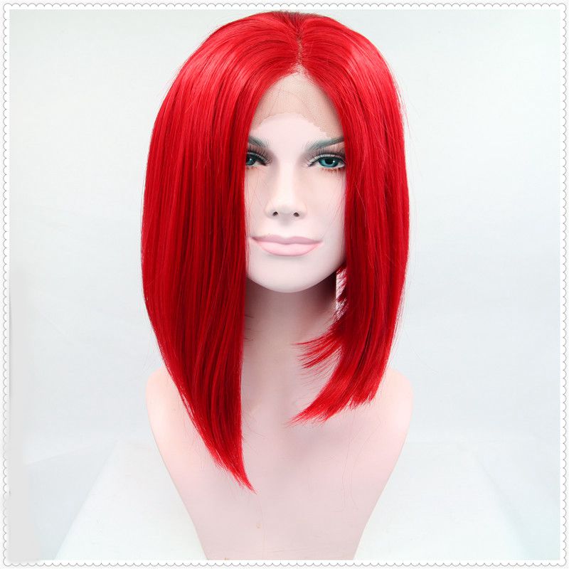 hair bright red color hair for party heat resistant synthetic hair short st...