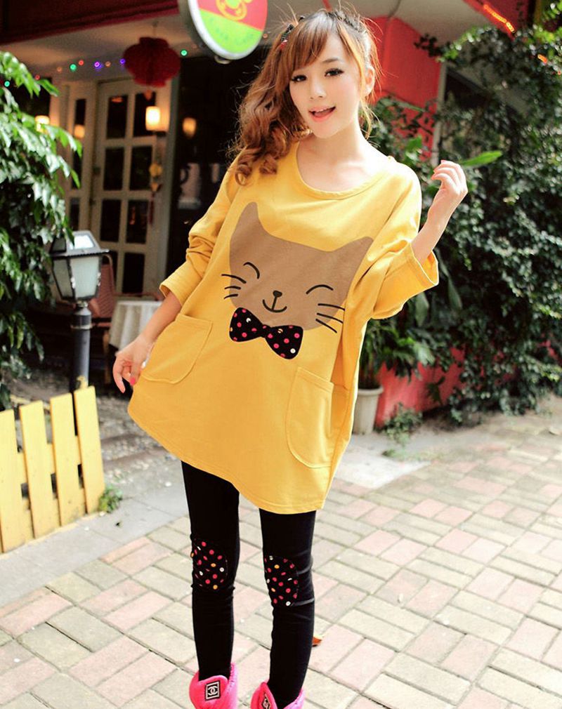 Fashion women maternity clothing casual dresses Large size maternitycartoon printing long sleeves clothes sleep lounge LJL0145