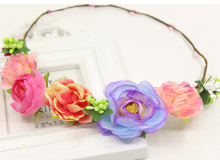 wedding romantic bohemian fabric flower hanfmade hairband bride bridal vintage hair accessories princess wreath headwear