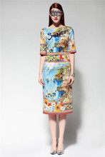 kiccoly Women dress runway dress fashion brand summer dress Printing waist beaded long dress family matching outfits maxi